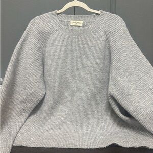 Carly Jean Los Angeles Light Gray Crew Neck Sweater